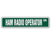 HAM RADIO OPERATOR Cartello stradale 2 radio bidirezionali amatoriali | Interno/esterno per interni ed esterni Cortile Segnali stradali 40,6 x 10,2 cm