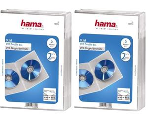 Hama 00083892 Pack di 5 Slim Custodie Doppie per Dvd Trasparente (Confezione da 2)