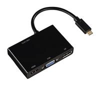 Hama 00135730 3 in 1 USB C adattatore per VGA/HDMI/DP, Nero
