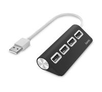 Hama 00200119 External 4-Port USB 2.0 Hub, USB Powered, Black
