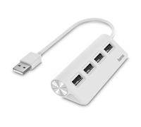 Hama 00200120 External 4-Port USB 2.0 Hub, USB Powered, White