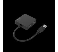 Hama Hub con 4 porte USB (4x USB-A 2.0, 480 Mbps, alimentazione USB, cavo 0,15 m, 5,6 x 5,6 x 1,3 cm) nero