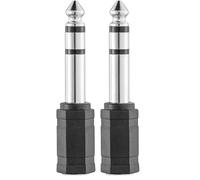 Hama 00205194 Jack Audio - Adattatore da 1 jack femmina da 3,5 mm, 1 jack maschio 6,35 mm, colore: Nero (Confezione da 2)