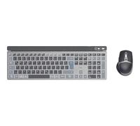 Hama WKM-750 Kit tastiera wireless (1 radio multidispositivo, 2 x Bluetooth per computer, laptop, tablet, tastiera LED silenziosa, angolo di digitazione regolabile, FN-Lock, QWERTZ DE
