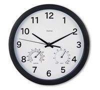 Hama 185868 Wanduhr Malta O mit Thermo-/Hygrometer geräuscharm Schwarz