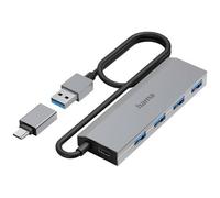 Hama 200138 00 Hub USB 4 Porte USB-A USB 3.2 Gen1 5 GBit/s con spina USB-C Grig