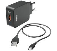 Hama 201621 Caricatore USB 19.50 W 1x 2 USB-A, 1x micro USB Nero Ambiente inter