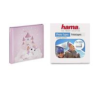 Hama 2368 Hama, Album Rilegato, 25 x 25 cm, 50 Pagine, 100 Foto, Rosa & 007103 Nastro adesivo per foto, Trasparente, 1000 pezzi ( 2 Confezioni da 500 Pezzi )