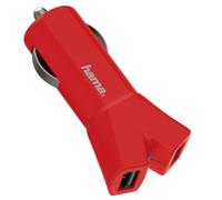 Hama 3,4A Speed 2-Port USB Auto Caricabatterie Rapido Accendisigari Rosso