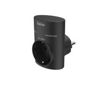 Hama Adattatore per presa con protezione da sovratensione, 16 A, adattatore con contatto di protezione tipo F, 250 V, 3680 W, spie di controllo, maggiore protezione da contatto, protezione per TV, PC