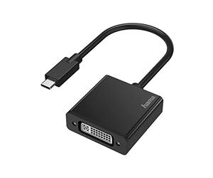 Hama Adattatore USB C - DVI per monitor per trasferimento dati digitali e video (4K, spina sottile, materiali flessibili, Thunderbolt-3/4) nero