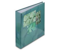 Hama Album fotografico con tasca e area memo "Singo II" (200 foto 10 x 15 cm, 100 pagine, formato 22,5 x 22 cm, tasca per scheda di memoria, motivo foglie) verde