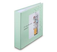 Hama Album fotografico con tasca "Journey" (album memo, 200 foto 10 x 15 cm, 100 pagine bianche, Dim. 22,5 x 22 cm, ideale per scrapbooking, idea regalo, copertina rigida, sacchetto per schede SD) blu