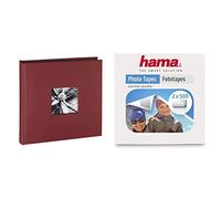 Hama Album Libro, Bordeaux, 30 x 30 cm & 007103 - Nastro Adesivo per Foto, Trasparente, 1000 Pezzi (2 Confezioni da 500 Pezzi)