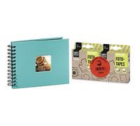 Hama Album Porta Foto Fine Art con Spirale, 50 Foto 24x17, Colore Turchese & 007103 - Nastro Adesivo per Foto, Trasparente, 1000 Pezzi (2 Confezioni da 500 Pezzi)