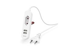 Hama Alimentatore USB con cavo da 1,9 m lungo e presa Euro, 2 USB-A, bianco