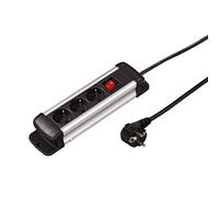 Hama Alluminio Spina Multipresa 3-Fach con Interruttore Staffa 3M Cavo Ciabatta