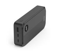 Hama Batteria Esterna 20000 mAh Multi-Dispositivi (2 USB-C, 1 USB-A, Power Bank Compact, Caricatore Portatile, Ricarica Rapida Sicura, Display Indicatore LED, Uso Universale, Autorizzato Aereo) Nero