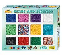 Hama Perlen 2095 Set Box und ca. 9.600 bunten Midi Bügelperlen mit Durchmesser 5
