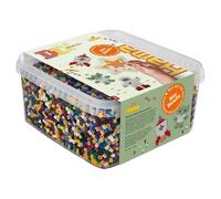 Hama Beads Kit Per Hobby Bio Midi 15.000 Pezzi + 1 Piatto A Stella In Secchio (371900)