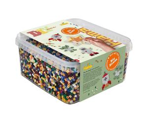 Hama Beads Kit Per Hobby Bio Midi 15.000 Pezzi + 1 Piatto A Stella In Secchio (371900)