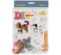 Hama Set per perline da stirare Scatola Cane e Gatto - 2000 perline, 2 piastre, taglia Midi