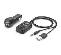 Hama Vivavoce Bluetooth per auto con ingresso AUX (con caricatore USB a 2 vie, telefonare e ascoltare musica tramite altoparlante auto, adattatore jack da 3,5 mm, auto audio, Bluetooth 5.1)