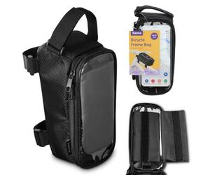 Hama Borsa per bicicletta con scomparto trasparente per cellulare, colore nero