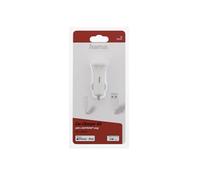 HAMA Caricabatteria Auto Adattatore USB 5W/1A Con 1M Cavo Bianco