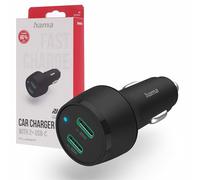 Hama Caricabatteria da auto, 45 Watt USB-C Power Delivery Fast Charger (caricatore accendisigari a 2 porte per smartphone, caricabatterie multi-porta con PD, supporta Qualcomm Quick Charge) nero