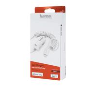 Hama Caricabatterie Auto IPhone IPod 5W/1A 1M Cavo A Spirale Bianco LED
