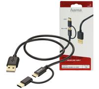 Hama Cavo di Carica Dati Micro USB + Usb-C Adattatore Smartphone Tablet PC Navi