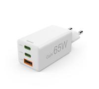 Hama Caricabatterie Rapido, 2 USB-C PD, 1 USB-A QC, Mini Caricatore, 65 W, Bianco
