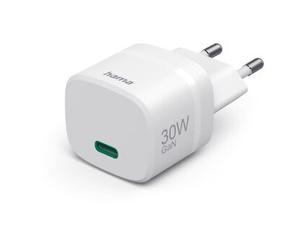 Hama Caricabatterie rapido, GaN, USB-C, PD, ZSP, 30 W bianco