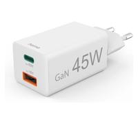 Hama Caricabatterie USB Type-A, USB Type-C 45W GaN White 00201993