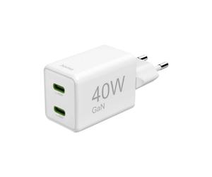 Hama caricabatterie veloce, GaN, 2x USB-C, super mini caricabatterie, PD, 40 W, bianco Chargeur USB 40 W bianco