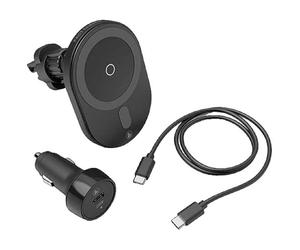 Hama - Caricabatterie Wireless da auto “MagCharge Car FC15”, Turbo Fast Charge, nero