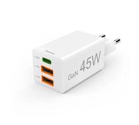 Hama Caricatore rapido, GaN, 1x USB-C, 2x USB-A, mini caricatore, PD, 45 W bianco