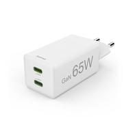 Hama Caricatore rapido GaN 2X USB-C PD/Qualcomm Mini Caricatore 65 W Caricatore rapido PD/Qualcomm® Mini Caricabatterie W Bianco
