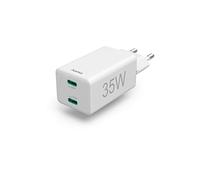 Caricatore Veloce, 2 X USB-C, PD/QUALCOMM®, Mini-Caricatore, 35 W, Bianco