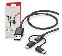 Hama - Cavo 3 in 1 USB A/Micro USB, USB Type C, Lightning, 1.5 metri, nero