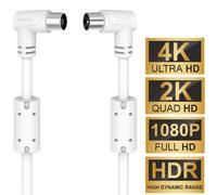 Hama Cavo Antenna Angolato 10M 90° 90Db Cavo Coassiale Cavo Koax 4K HDR HD TV