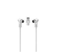 Hama Cavo antenna 90° M/F con adattatore M/M, 1,5 metri, 75 dB, bianco Hama