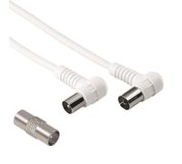 Hama Cavo antenna 90° M/F con adattatore M/M, 3 metri, 75 dB, bianco Hama