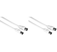 Hama - Cavo antenna M/F, 75 ohm, 1,5 metri, per Televisore, bianco (Confezione da 2)