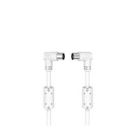 Hama Cavo antenna TV angolato 90 (cavo TV coassiale maschio - coassiale femmina, 95 db, 5 m, placcato oro, collegamento di un televisore a una presa a muro o a un decoder), bianco