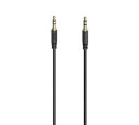 Hama Cavo audio jack da 3,5 mm maschio-maschio, 10 anni, stereo, contatti placcati oro, ultra sottile e morbido, protezione anti-piegatura, lunghezza 5 m, nero