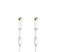 Hama Cavo coassiale connettore antenna TV digitale SAT satellitare, 10 m, connettori tipo F placcati oro, maschio maschio, schermato, 100 dB, anelli in ferrite che proteggono dalle interferenze