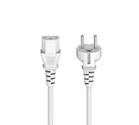 Hama Cavo di alimentazione 5 m - spina maschio francese con terra a connettore femmina a 3 pin IEC C13, contatto protetto, per monitor, PC, stampante - bianco