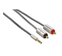 HAMA Cavo jack 3,5 mm M/2 x RCA M, 2 metri, high quality, Aluline